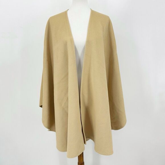Roeckl Women Cape Poncho Beige Merino Wool Cashgora Angora Drapecore Minimalist